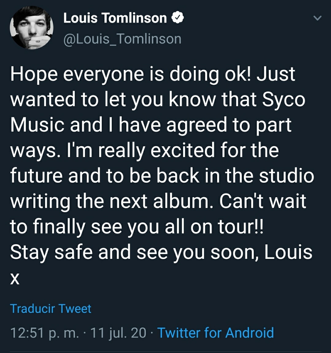 miillsssss's tweet photo. Hace 1 mes Lou nos dio la noticia más importante de su carrera, estado: orgullosa de mi solecito #ProudOfLouis #LouIsFree https://t.co/SjbyorKPER