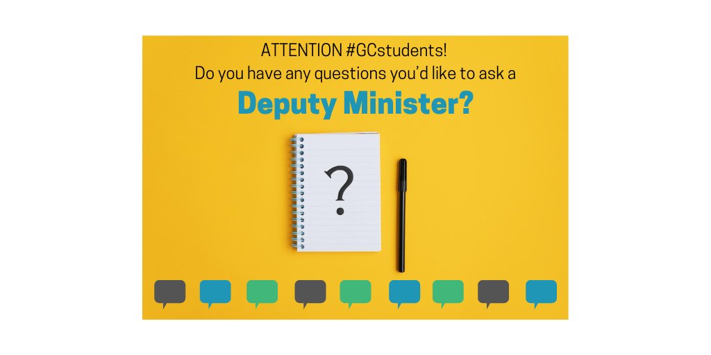 FYN_RJFF's tweet photo. #GCstudents Share your questions by commenting below, and we’ll ask three of the questions to our Deputy Minister panel at the August 19th Closing Event for Students! https://t.co/Pv2C9b8bjf