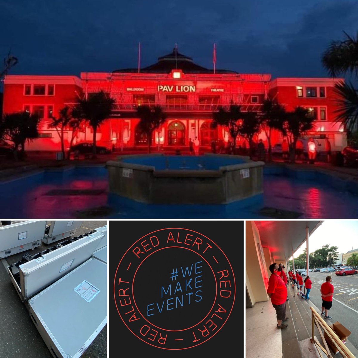 Tonight we stand by the events industry raising the alarm for the live events and entertainment sector, along with our friends and colleagues at the Bournemouth Pavilion Theatre.

#wemakeevents #lightitinred