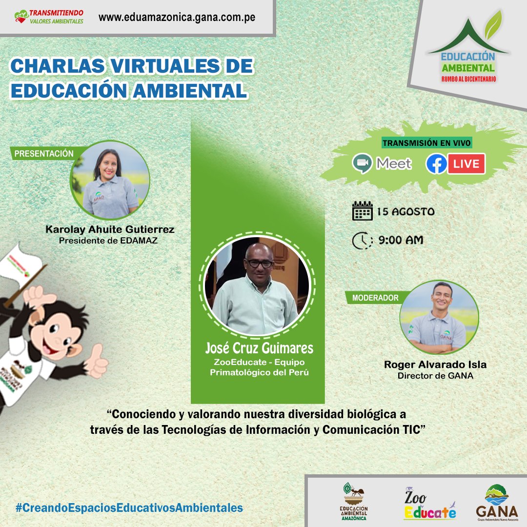 eduamazonica's tweet photo. #EducaciónAmbientalAmazónica 
https://t.co/WwnsS1AiG6 ♻️

➡️👨🏽‍🏫 El Lic. José Cruz Guimaraes nos presentará el tema 📃: "Conociendo y valorando nuestra diversidad biológica a 
través de las Tecnologías de Información y Comunicación TIC”.

Transmitiendo valores ambientales 💙 https://t.co/vkXcvQvibL