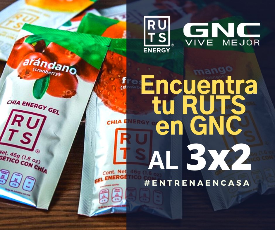 RUTS Energy y <a href="/GNCMexico/">GNC México</a> se alían para que logres tus metas. 💪😉🤸‍♂ Nuestros geles están al 3x2 en tiendas GNC. *Hasta agotar existencias. #Energízate #RUTSEnergy #GNC #EnergyGel #promocion