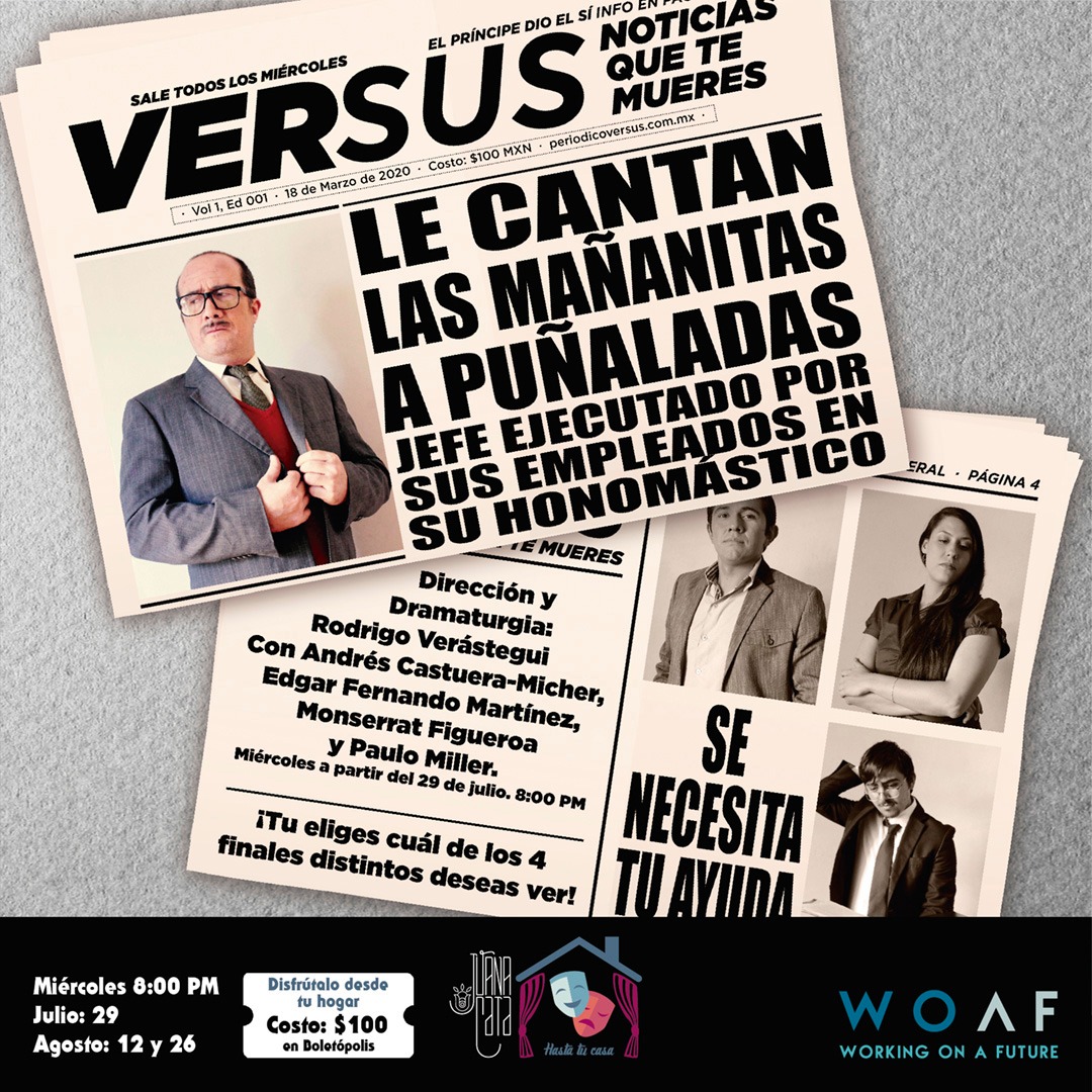 VamosAlTeatr0's tweet photo. Mañana es miércoles de @VersusTeatro desde @JuanaCataCdMx en vivo hasta tu hogar. Función on-line.
8p.m.
Acceso 100 pesos

Desde casa todos #vamosalteatro https://t.co/uG0yoCpDRY