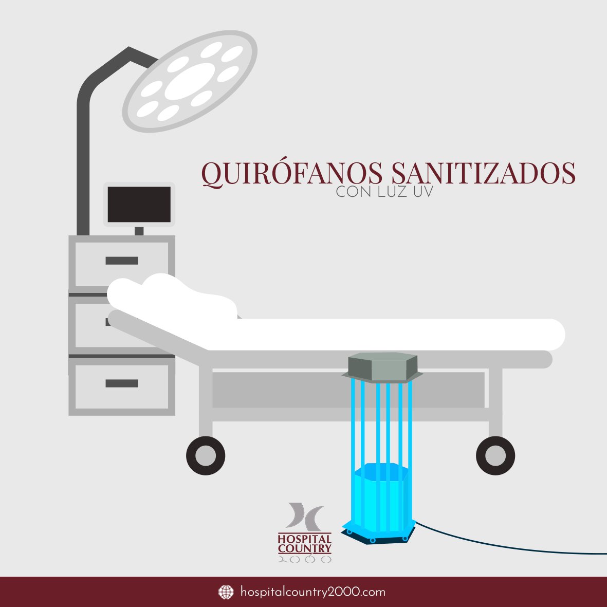 Bajo estrictos estándares de sanitización nuestros espacios de quirófano son esterilizados mediante una técnica de luz UV, la cual se emplea antes y después de cada cirugía para brindarte toda la seguridad en cualquier procedimiento.