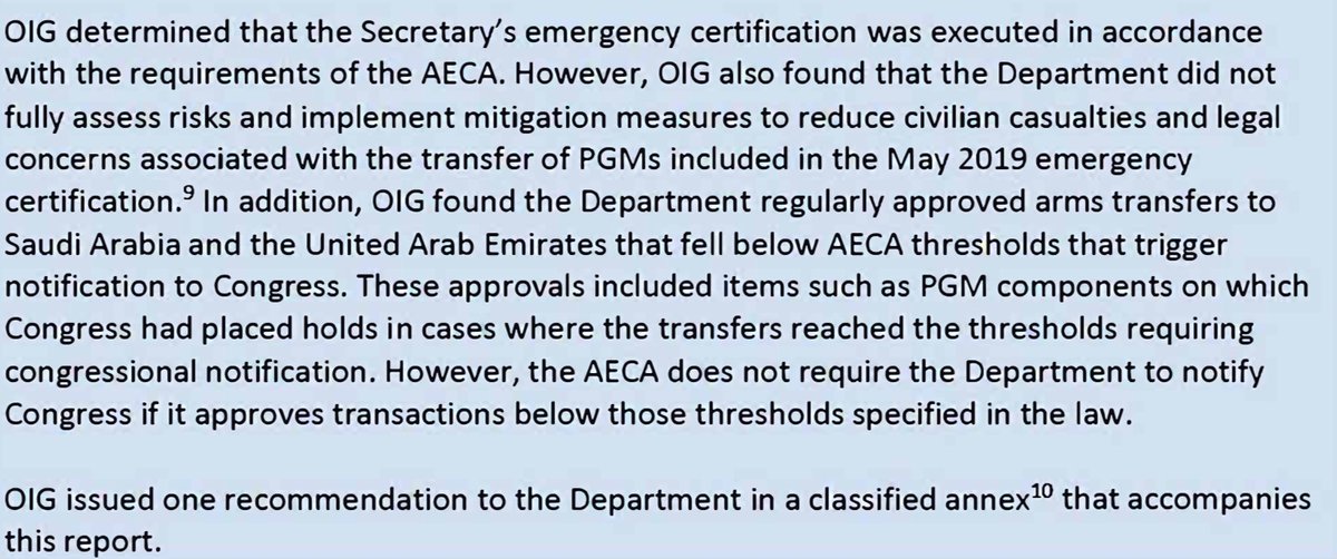 2. State Dept.  @statedeptspox office tried shaping news coverage of today's IG report by pulling what some call a "Bill Barr" — putting out a statement before the release to obfuscate. It avoided mentioning the civilian deaths. The report summary below says this is a key finding.