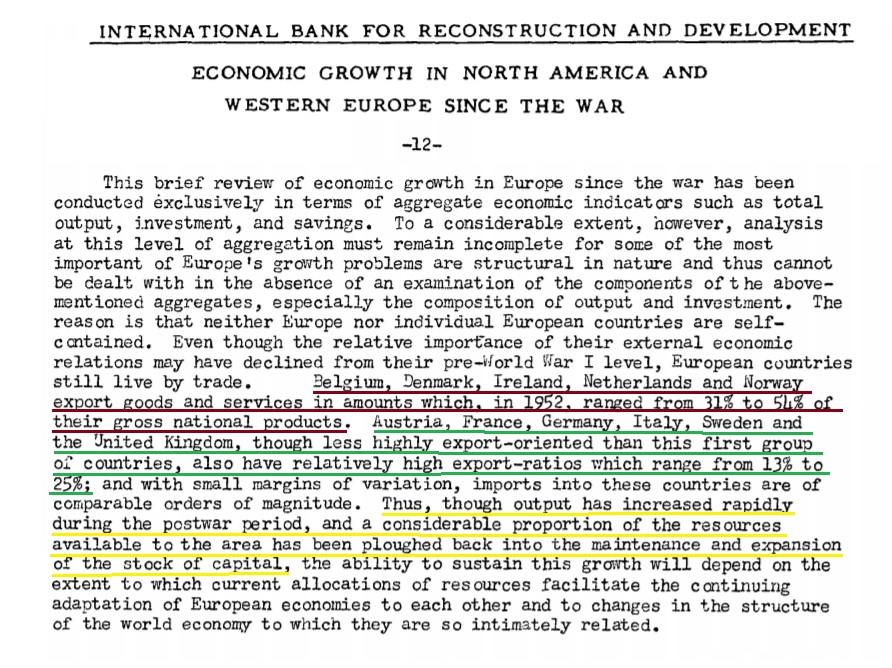 And far from being a closed, inward-looking, protectionist obsessed state, Ireland was one of the more open economies in Europe at that time - as was noted by the International Bank for Reconstruction & Development (precursor to the World Bank) in 1955. 7/