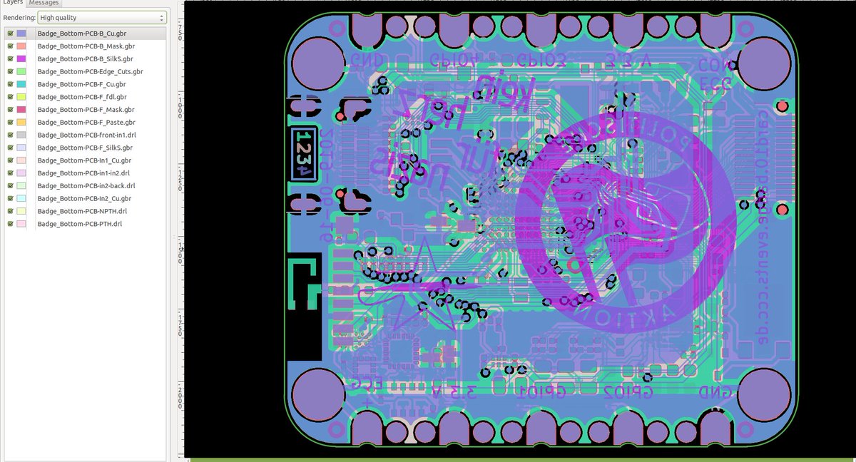 June 17: A major mile stone: We order the final PCBs for the bottom board of the  @card10badge:As usual we only send the Gerbers for a single board and a simple drawing for the panel.