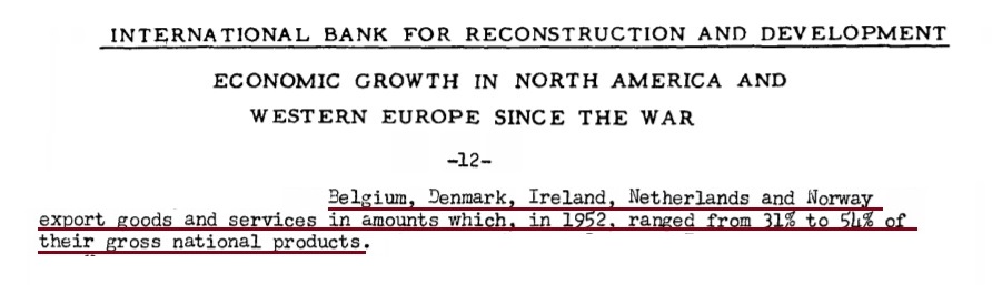 The key line is this one in the image here - in 1952 Ireland was in the top five of European states in terms of trade openness. This was six years BEFORE the so-called Lemass/Whitaker revolution 8/