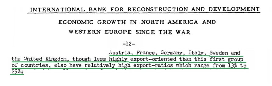 The less-highly export-orientated countries included France, Germany, the UK, Italy, Sweden and Austria. Ireland - in 1952 - trumped these states in terms of exports relative to the size of its economy. Does that sound like an inward-protectionist state? 9/