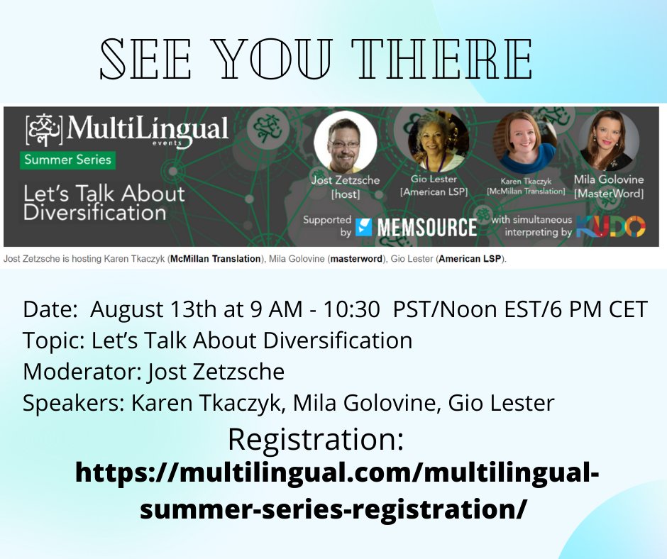 ConVTI2019's tweet photo. It's happening Thursday. Learn how these professionals deal with an ever-evolving profession, social and economic changes, a pandemic in the course of their careers. Register: https://t.co/v3mJXXIiry #xl8 #t9n #1nt #l10n https://t.co/0T79RIbrMB
