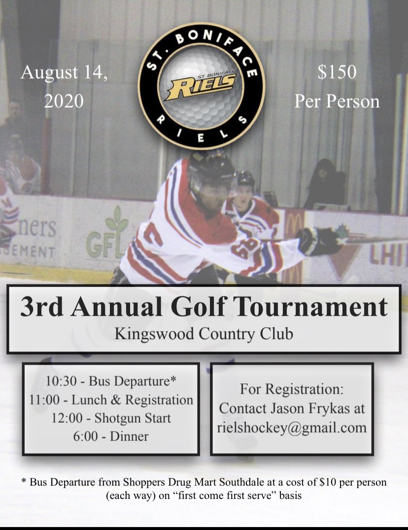 rielsMMJHL's tweet photo. THIS FRIDAY, WE GOLF! 32 TEAMS have already signed up for this years St. Boniface Riels golf tournament at @KingswoodGCC, and we couldn’t be more excited! Visit https://t.co/kFNrTS5yQO to reserve one of the few spots left #PackedCourse https://t.co/5ulRXN6WAT