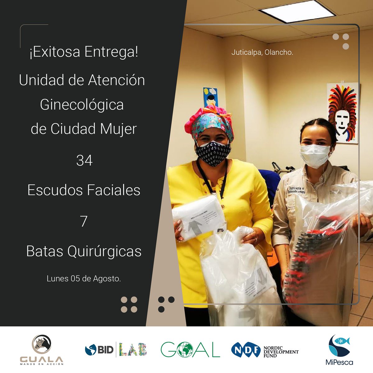 GualaEn's tweet photo. #ManosEnAcción Atendida solicitud de apoyo para la unidad de atención ginecológica de Ciudad Mujer Juticalpa, en Olancho.
Gracias al equipo voluntario detrás que hace todo esto posible.
#Honduras #KitdeBioseguridad #TeamSolidaridad
@el_BID 
 @GOAL_Honduras 
 @NDFnews 
 @mipesca https://t.co/nIw9dCzwDx