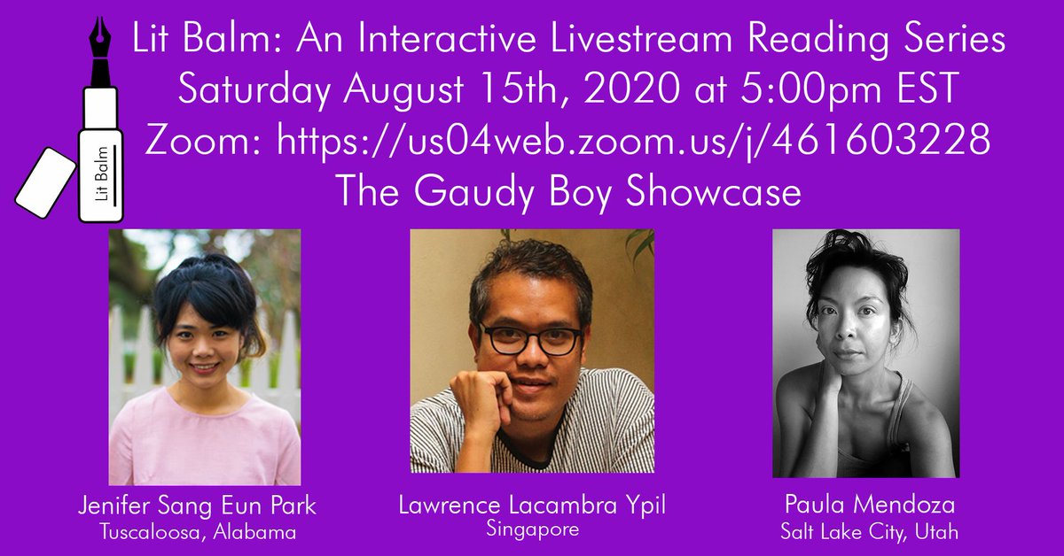 USdotorg's tweet photo. SATURDAY! Check out these amazing poets from Gaudy Boy! We'll be hearing from Paula Mendoza, Lawrence Lacambra Ypil, and Jenifer Sang Eun Park! As always, @larissashmailo, @MarcVincenz1 and I will host, and an open mic will follow! Hope to see you there!

https://t.co/muVtvbu5kk https://t.co/VrLZajDow8