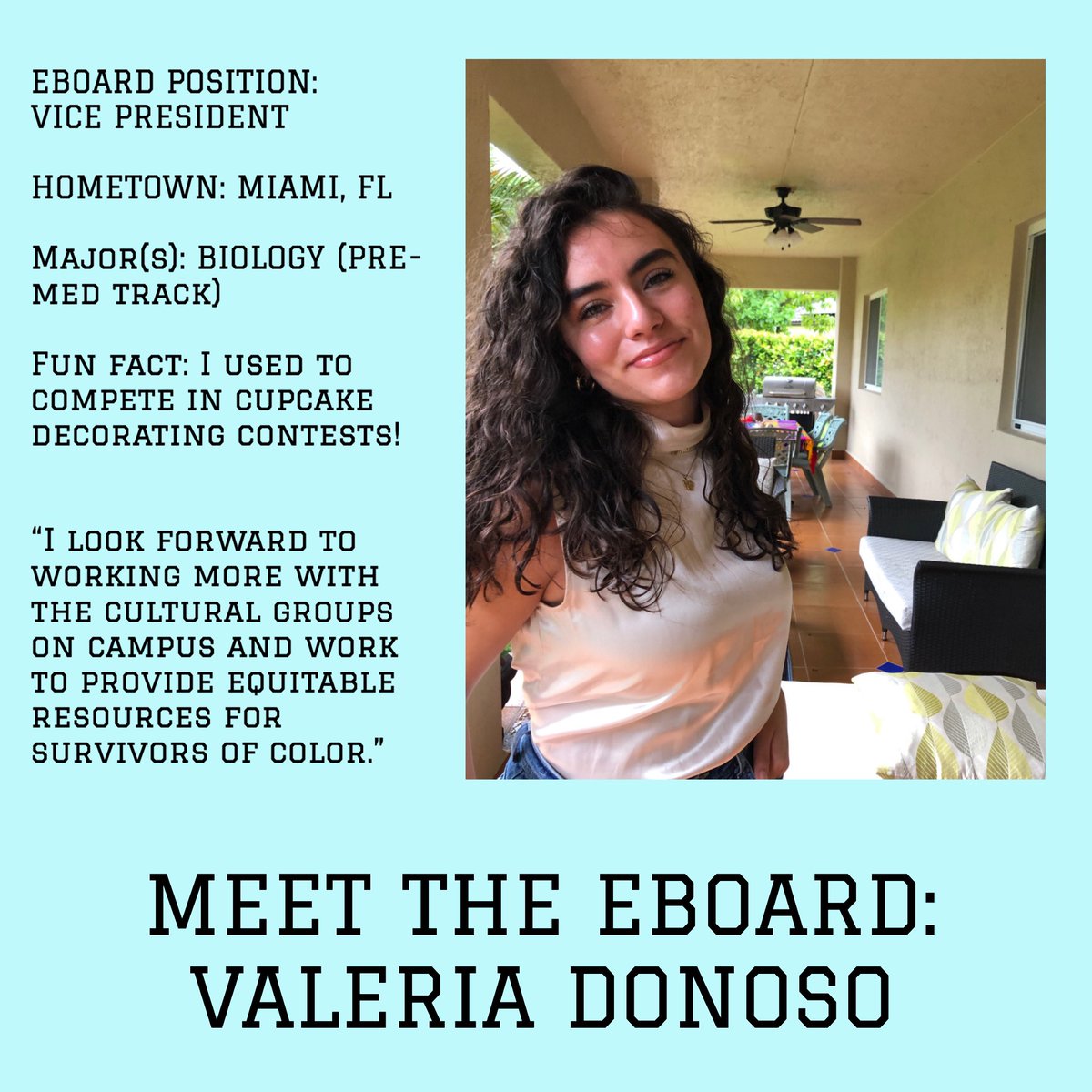 Our second eboard member to introduce this week: Valeria Donoso!!