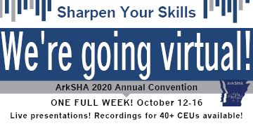 ARSpeechHearing's tweet photo. Have you heard the news? The 2020 #ArkSHA Convention is going VIRTUAL! After months of looking at multiple options the Board of Directors voted unanimously to host #ArkSHACon2020 as a virtual convention with top-notch keynote speakers, educational sessions (CEUs) and trade show. https://t.co/pEWcNJSXET