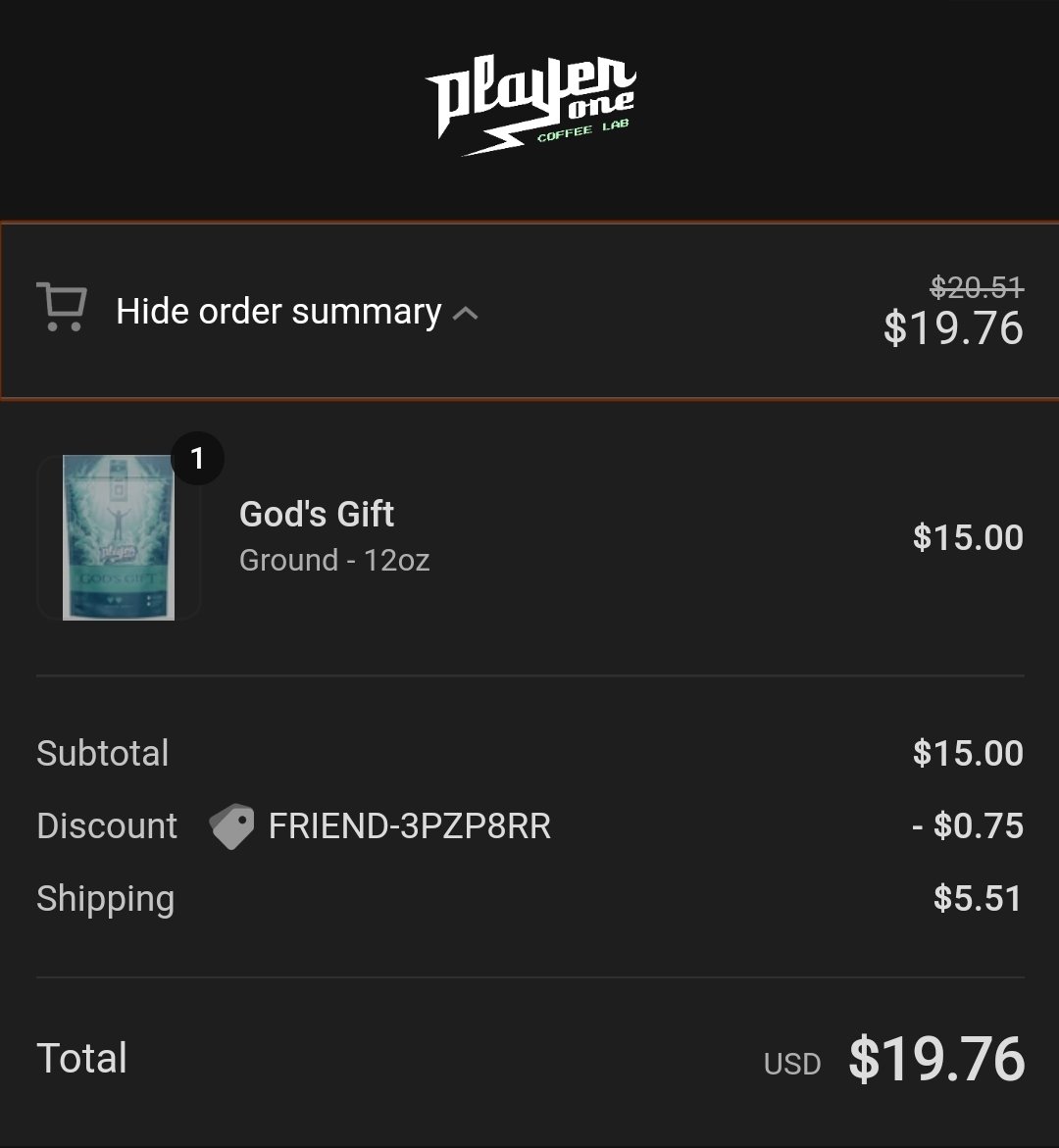 Just ordered some PlayerOne Coffee using NoEgos friend code 👀👀👀