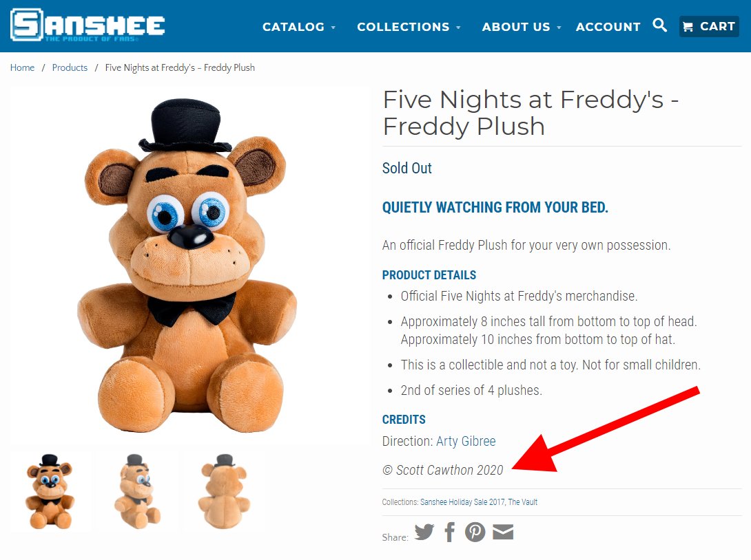 The Sanshee FNaF plushies (official FNaF merch) are exactly the