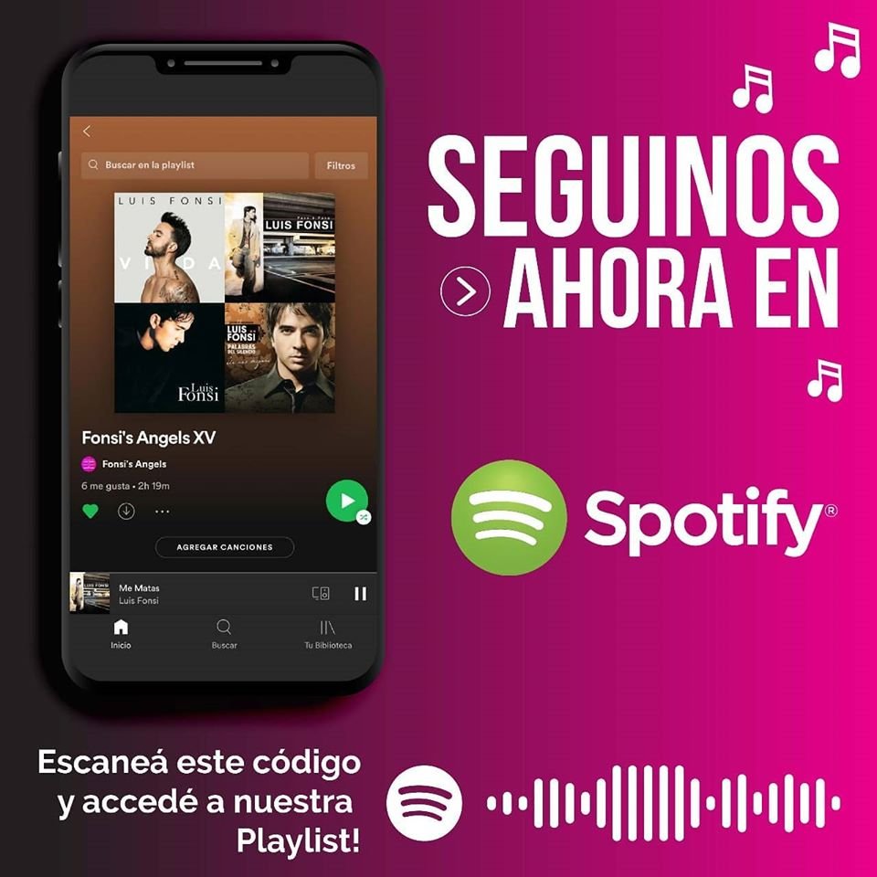 Si aún no nos seguís en #Spotify podes escanear el código de la imagen y acceder a nuestra playlist "Fonsi's Angels XV" o bien entrar con el siguiente link:

▶️
open.spotify.com/user/9e71ei1j9…

<a href="/LuisFonsi/">Luis Fonsi</a> <a href="/Fonsisangels/">Fonsi's Angels Arg</a>