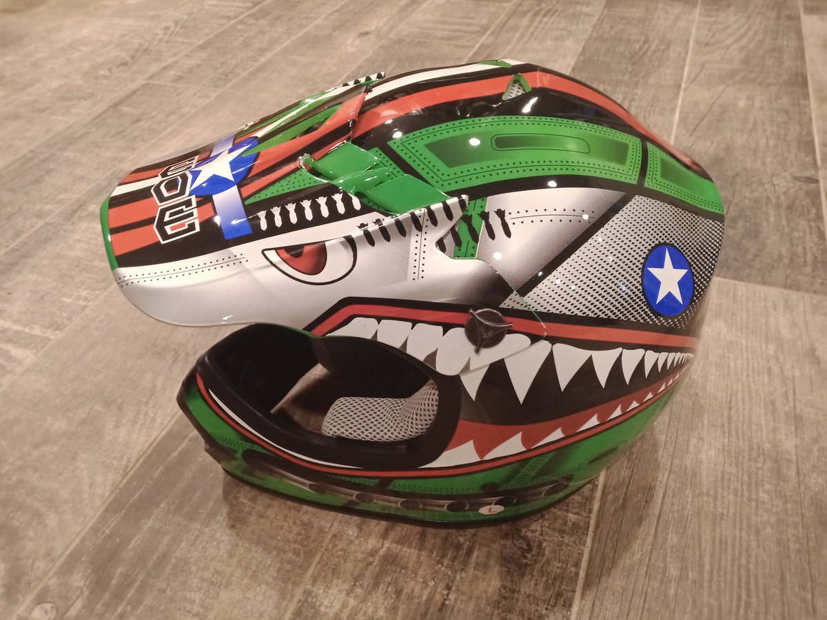 My son's new helmet just in time for shark week 🦈 #SharkWeek2020 #Sharks