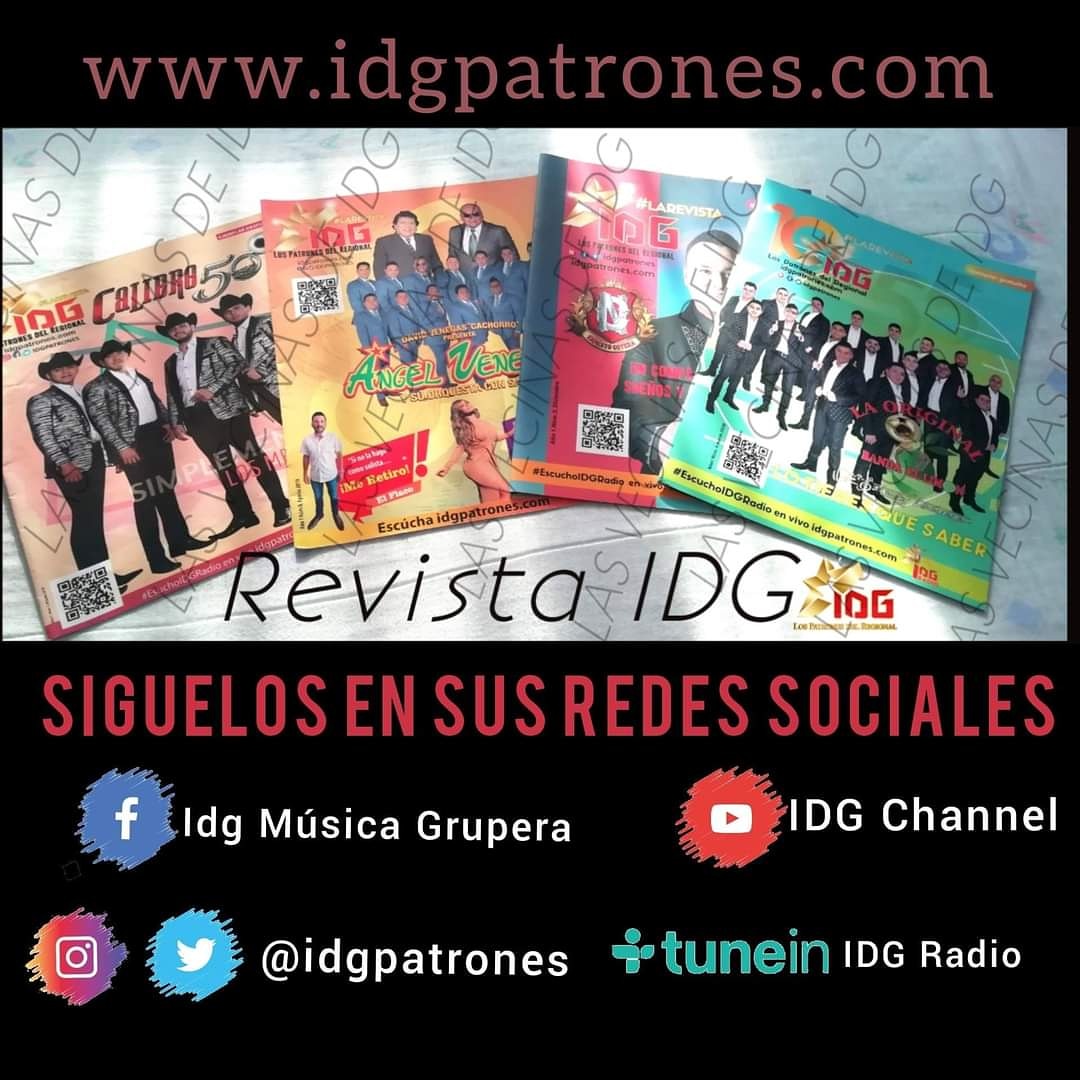 vecinasIdenGrup's tweet photo. Gente bonita! ✨
Recuerden que ya esta #LaRevistaIDG @IDGPatrones #Edicion6 en forma digital del mes de Agosto
Así que entra & Checa
También ayudas mucho compartiendo
➡️ https://t.co/9yentBfnZp
#Rt #RT
#10AñosIDG #InvasionIDG #LosPatronesDelRegional #YoEscuchoIDG https://t.co/GrY7dzNngb