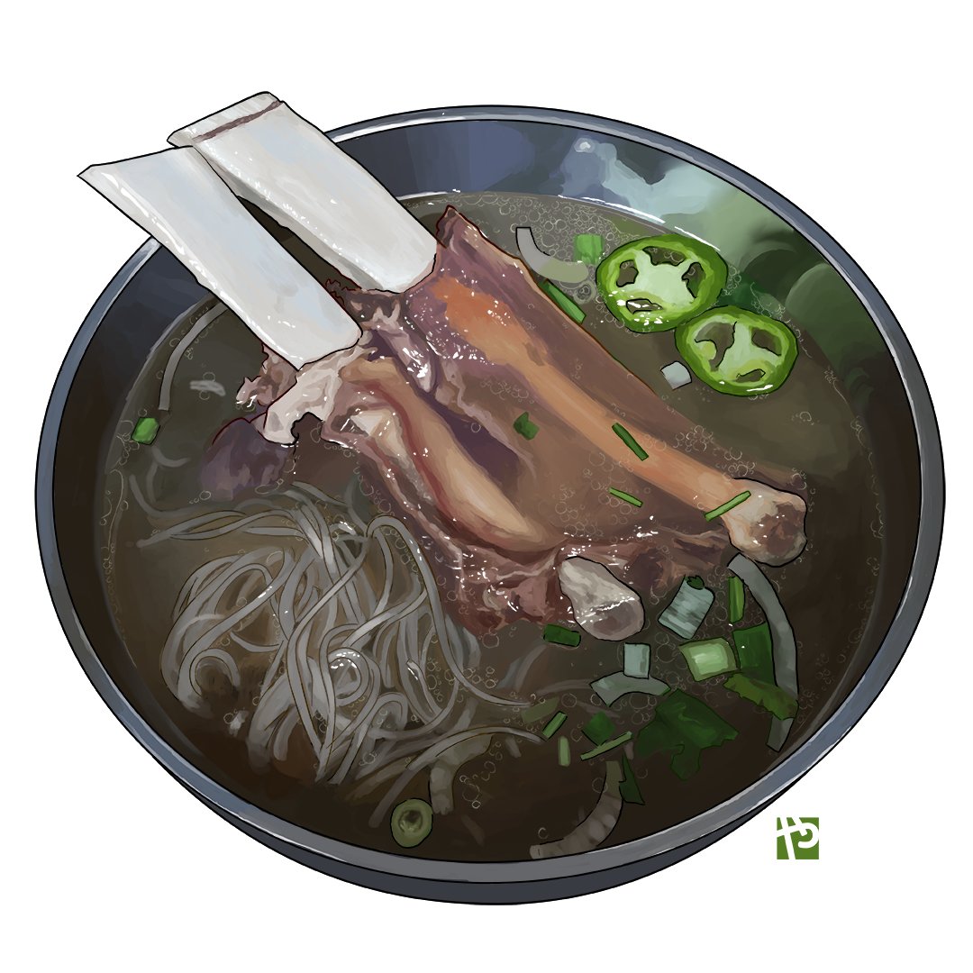 First new art with the new Tablet! Pho with Short rib from Pho Bac Súp Shop. 
I'll post on my blog of my review for the new XP-PEN later. 
I also used Clip Studio Paint for this piece, so it took a little longer than usual to get used to, but good start! 😁
