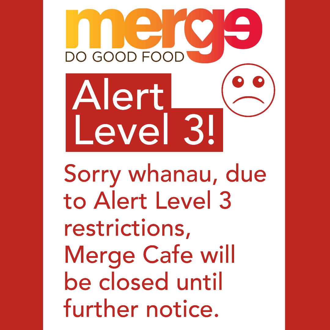 MergeCafe's tweet photo. Kia ora whanau, we're following the Ministry of Health's directives and keeping Merge Cafe closed while Auckland is at Alert Level 3. Please check back for updates. Kia kaha β€οΈ #MergeCafe #KRoadNZ #Auckland #LifewiseNZ #COVID19nz https://t.co/WSFpJ3sj6J
