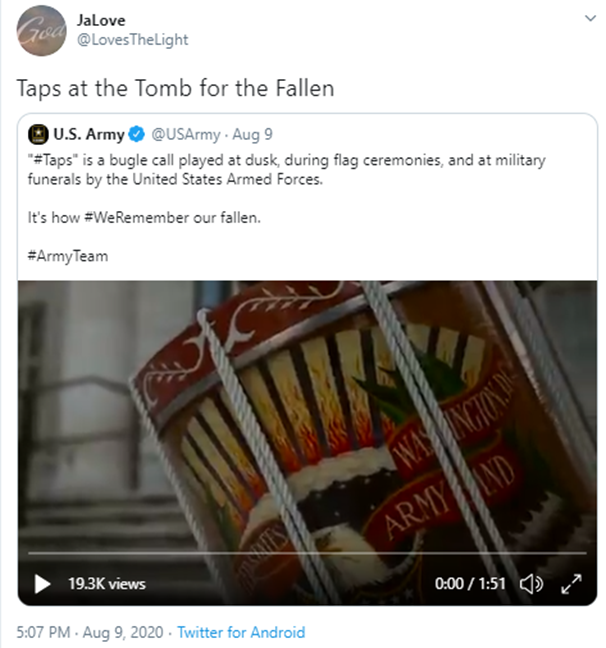 Symbolism of the tomb. Mourn the fallen https://twitter.com/USArmy/status/1292537381225205761