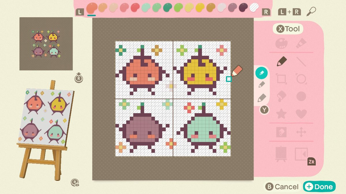 adrasteamoon's tweet image. I made little junimos with flowers!! #ACNH #acnhdesigns #acnhdesign