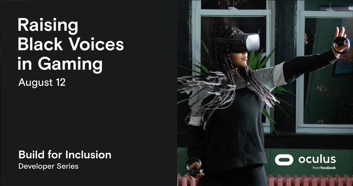 CreativeClo's tweet photo. Build for Inclusion: Here for All is a new initiative designed to welcome every member of the broader AR/VR community in a meaningful conversation about diversity and inclusion in our industries. The first event, Raising Black Voices in Gaming &amp; XR, kicks off TMW 11am PT https://t.co/mvdbXjidkw