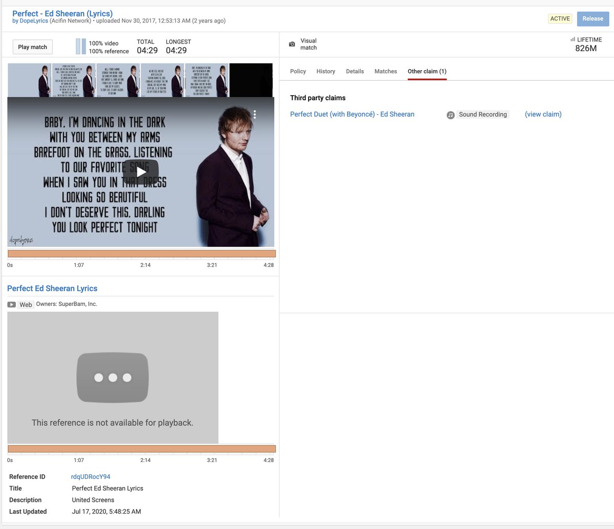 SuperBAMScam's tweet photo. @SuperBamDRM @mattkoval @YouTube @YouTubeLiaison Stop stealing royalties from artists!

Why are you claiming the rights to Ed Sheeran's lyrics with over 800 MILLION views? #SuperBam #SuperBamScam 

Skimming royalties that should be going to the artists and exploiting a loophole! https://t.co/wLutcryfLu