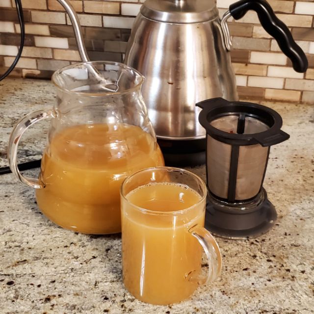 Daily tea timeCascara and buckwheatTrying to find a way to make cascara (dried coffee cherry) better as a tea without just adding tons of sugar. Brewed a mix of cascara and buckwheat, which mellows it out, but it still needs more sugar and milk to be palatable, unfortunately.