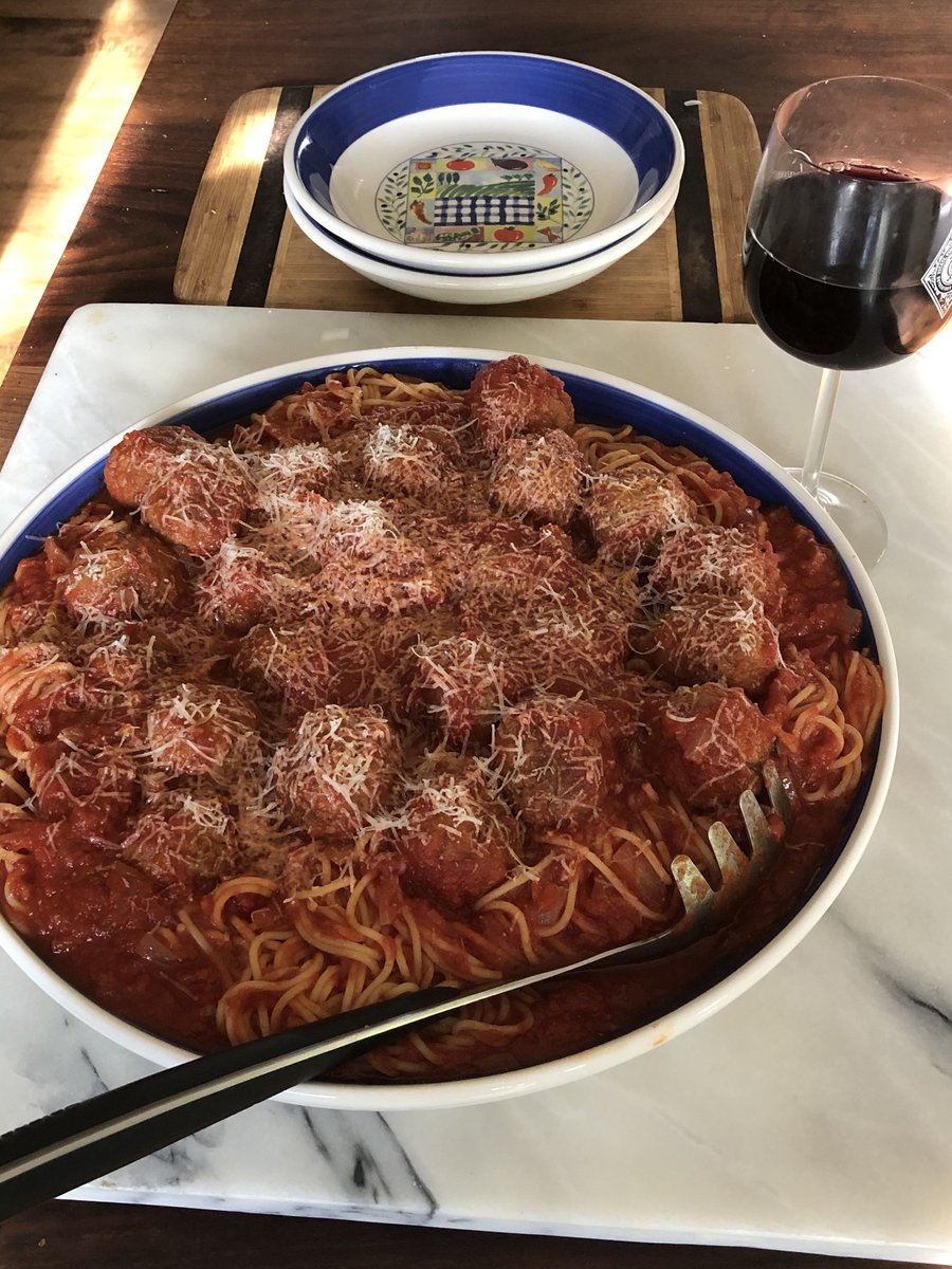Kerryloves2trvl's tweet photo. Husband has skills.. spaghetti and meatballs tonight with the Barbera wine his group made.
Mind you there are only 2 eating here with this huge bowl 😀 #eatingItalian https://t.co/VV3QoVBVC9