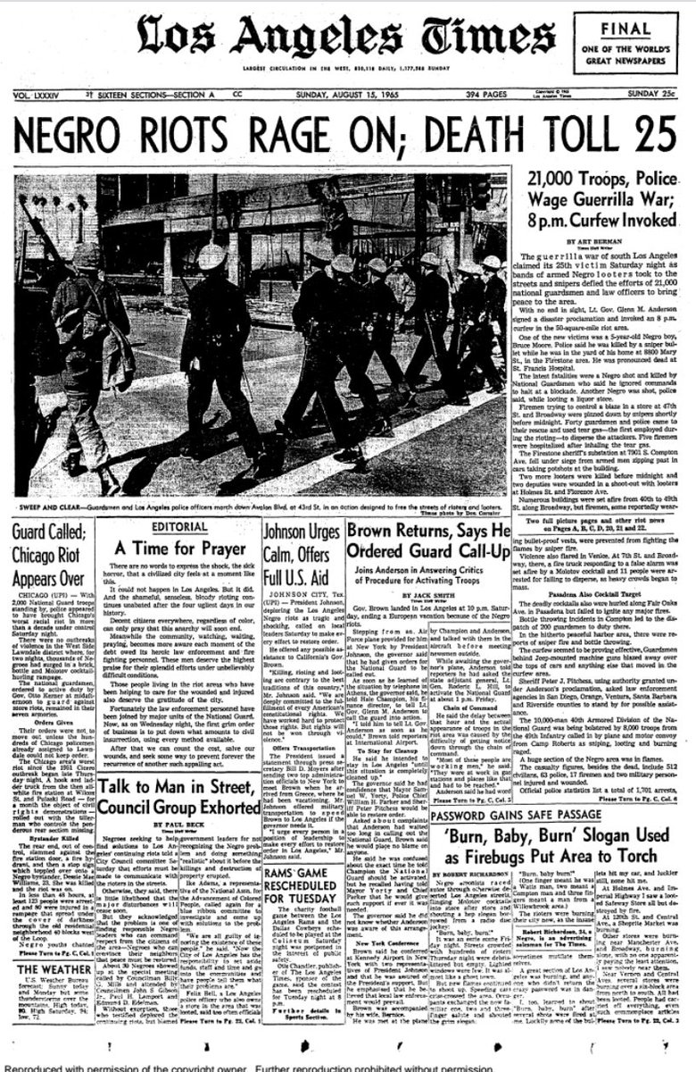 This is how The Times covered the Watts Rebellion, or Watts riots. https://documents.latimes.com/1965-watts-riots/