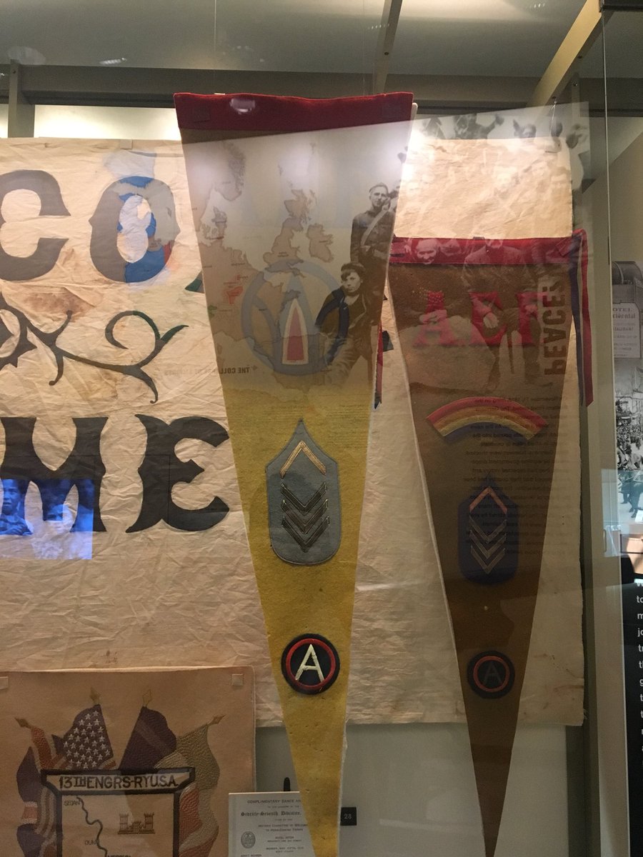 A banner for the 89th Division. Can’t tell if this maybe belonged to an individual soldier given the chevrons in the middle?