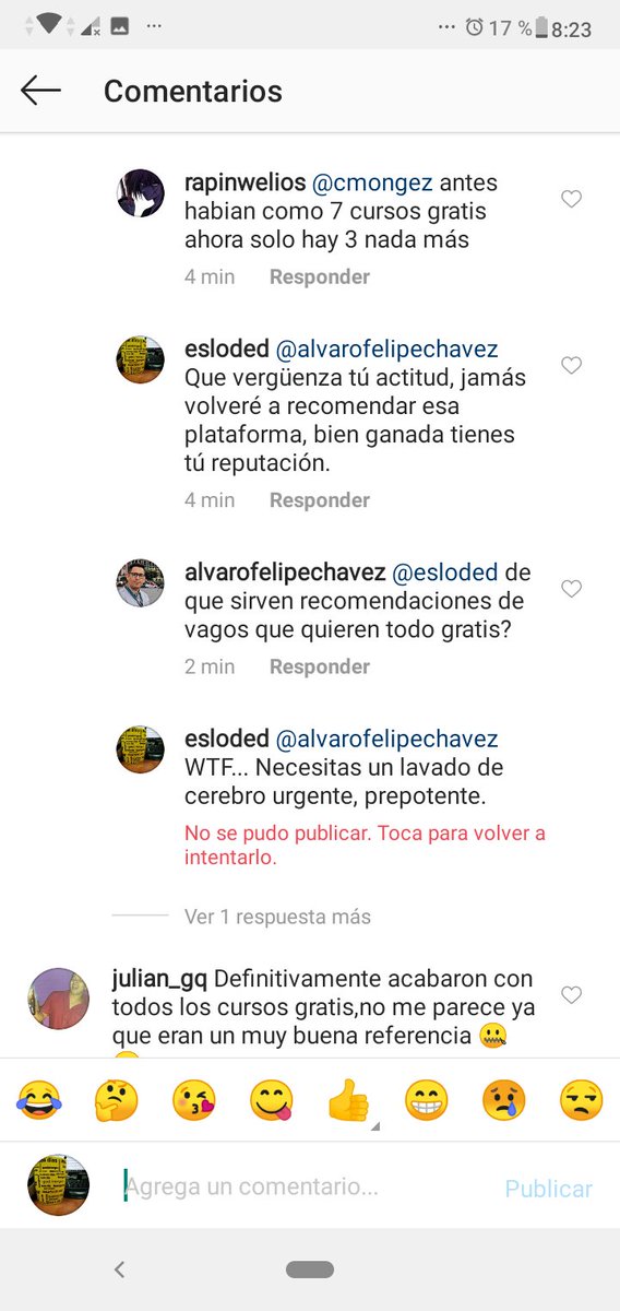 VayaQueSeLoCul_'s tweet photo. Que tal la prepotencia del señor Álvaro Felipe de @EDteamLat, salió peor que freddier, que basura de gente la que esta en frente de esas plataformas. Y actúan igual, bloqueando a quien les hace una crítica. #PrayForAlvaro https://t.co/qFyqvEWB0e