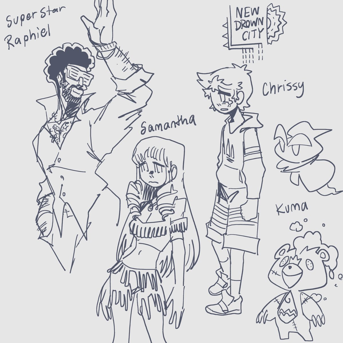 The gang of main characters from a story of mine, Mary and Vinyl, Sora an angel, and Zel (hes 17 so chill)