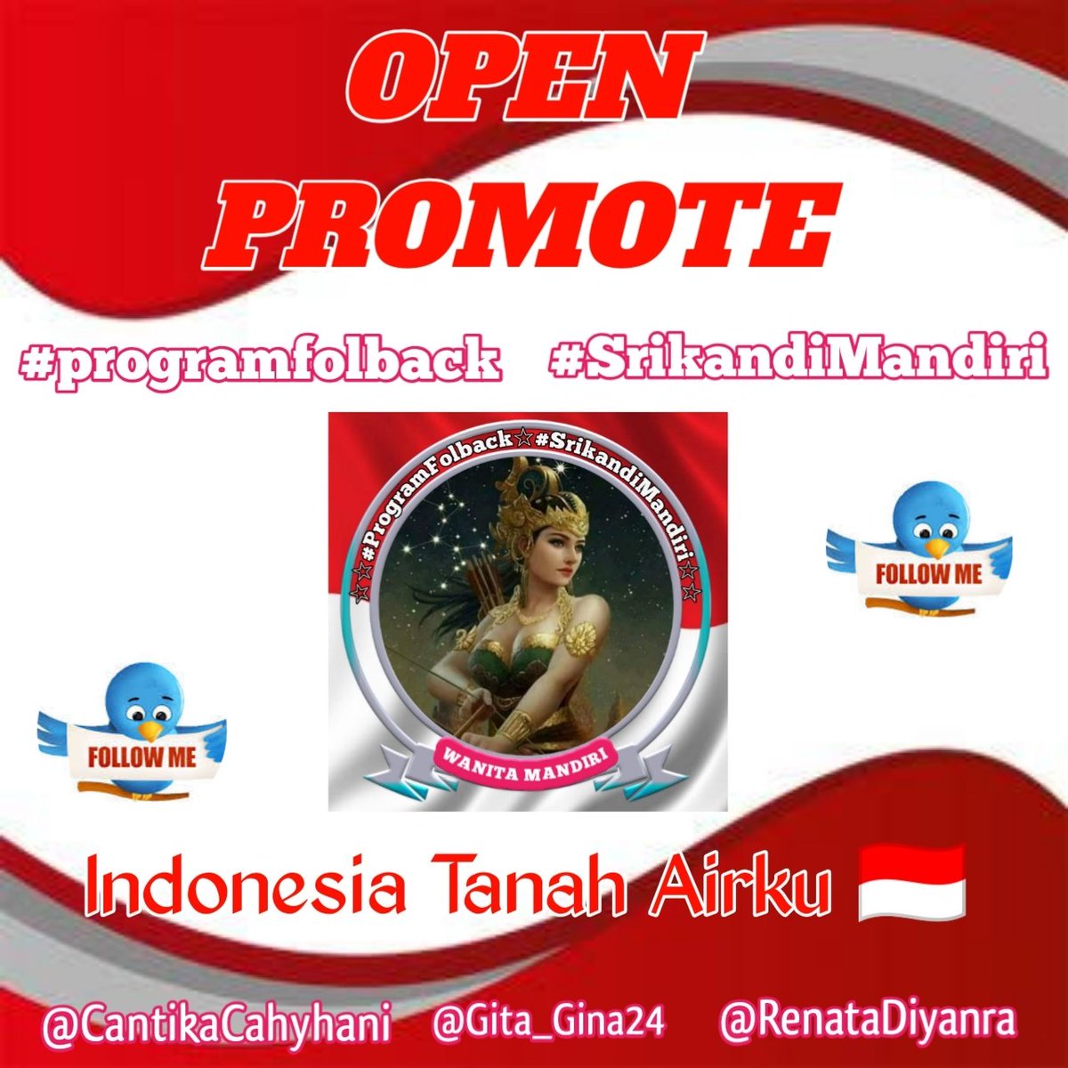 Renata Diyanra (@renatadiyanra) on Twitter photo ๐ OPEN PROMO ๐
#programfolback
#SrikandiMandiri
Cc
<a href="/TheArieAir/">Arie Dirgantara</a>
@tjhinfar21
<a href="/wiwikherma/">Wiwik Hermawati</a>
<a href="/Chaterinee_08/">KETTY</a>
Follow๐๐ป
<a href="/RenataDiyanra/">Renata Diyanra</a>
@Gita_Gina24
<a href="/CantikaCahyhani/">Bunda Cantika</a>
Up
@RiniNurB
<a href="/TikaRi_Na/">Atikaa</a>
<a href="/ZLM_1989/">๐๐น๐ Zulfa ๐๐น๐</a>
<a href="/TIARA2796/">TIARA96</a>
<a href="/Revenge00810455/">June2๐ฎ๐ฉ</a>
NKRI๐ฎ๐ฉ
Pancasila๐ฎ๐ฉ
๐ โค
Reply : Indonesia Tanah Airku ๐ OPEN PROMO ๐
#programfolback
#SrikandiMandiri
Cc
<a href="/TheArieAir/">Arie Dirgantara</a>
@tjhinfar21
<a href="/wiwikherma/">Wiwik Hermawati</a>
<a href="/Chaterinee_08/">KETTY</a>
Follow๐๐ป
<a href="/RenataDiyanra/">Renata Diyanra</a>
@Gita_Gina24
<a href="/CantikaCahyhani/">Bunda Cantika</a>
Up
@RiniNurB
<a href="/TikaRi_Na/">Atikaa</a>
<a href="/ZLM_1989/">๐๐น๐ Zulfa ๐๐น๐</a>
<a href="/TIARA2796/">TIARA96</a>
<a href="/Revenge00810455/">June2๐ฎ๐ฉ</a>
NKRI๐ฎ๐ฉ
Pancasila๐ฎ๐ฉ
๐ โค
Reply : Indonesia Tanah Airku