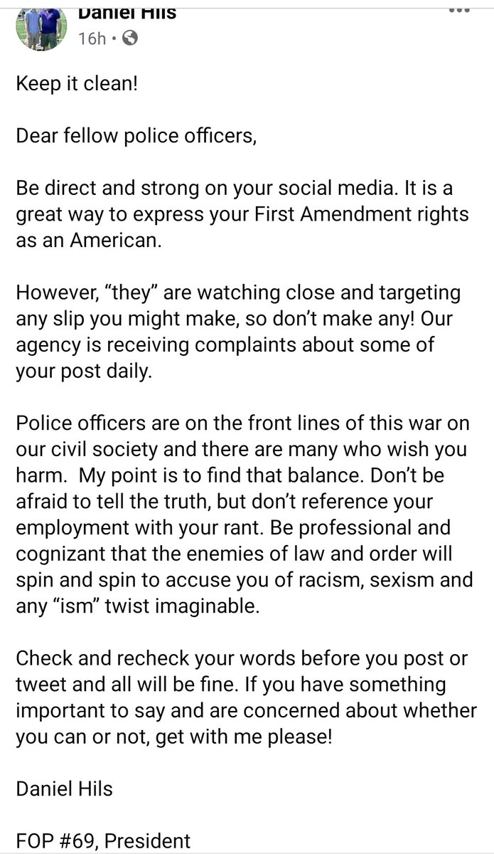 Ah right, Dan. It's not the things you and your fellow officers say online, and the attitudes you have towards groups of people, only that people are taking notice.