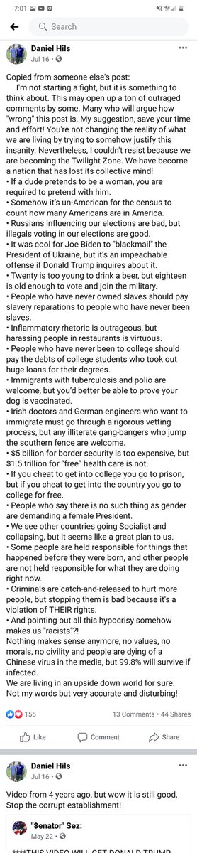 "Democratic run cities are looking like the cities in Mexico [and] Central America.""[A]ny illiterate gang-bangers who jump the southern fence are welcome.""Chinese virus""If a dude pretends to be a woman, you are required to pretend with him."