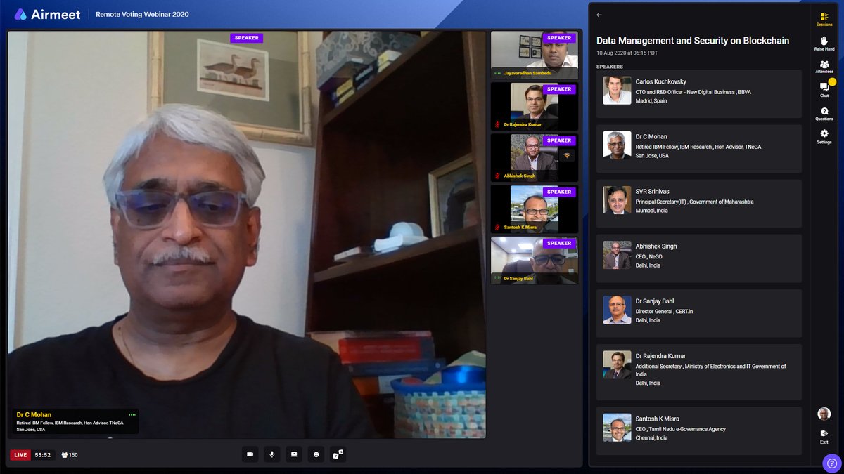 seemohan's tweet photo. Was up all night to take part in panel #DataManagement & #Security on Blockchain in #RVC20 https://t.co/ikIRfLEQ6S Technology Aspects of #RemoteVoting Exploring #Blockchain by @TNeGA_Official @ECISVEEP @PrinSciAdvGoI @misra_ias @tanvi_ratna @moniquebachner @srolondon @GoI_MeitY https://t.co/5OoMpIz7hS