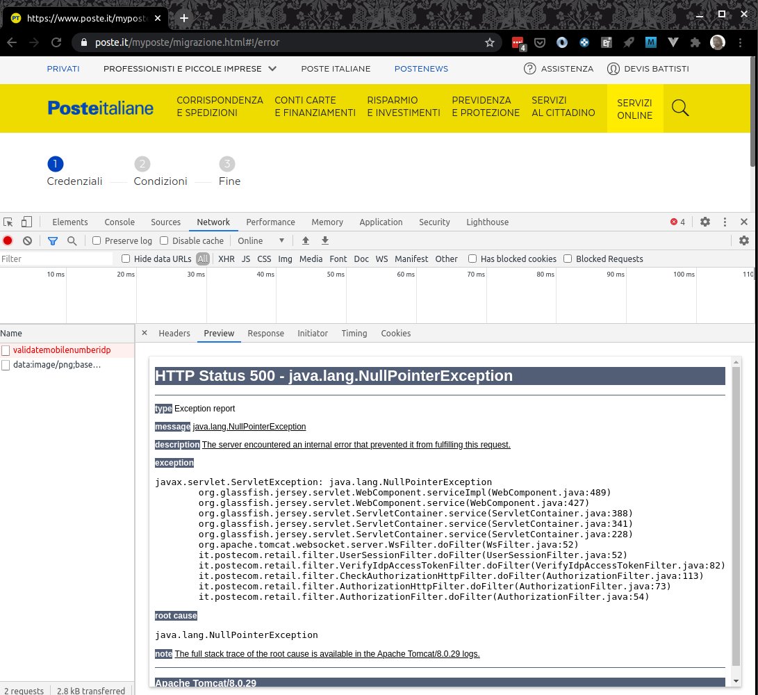 batdevis's tweet photo. @WebPoste la verifica del telefono sul nuovo profilo va in crash: https://t.co/n67oHnw0jX