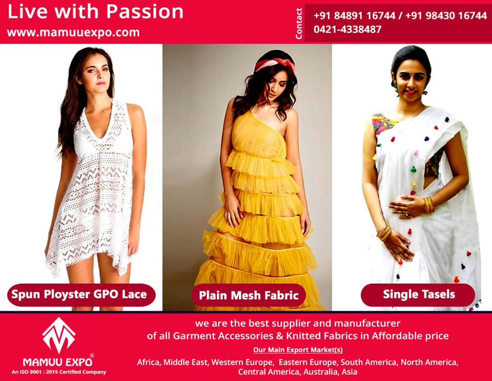 MamuuExpo's tweet image. Accessories &amp;amp; Knitted Fabrics, export to Africa, Middle East, Western Europe, Eastern Europe, South America, North America, Central America, Australia, Asia.
Contact Us : 0421-4338487
Mobile No : +91 84891 16744 / +91 9843016744
Link : mamuuexpo.com

#fabric #plainmesh