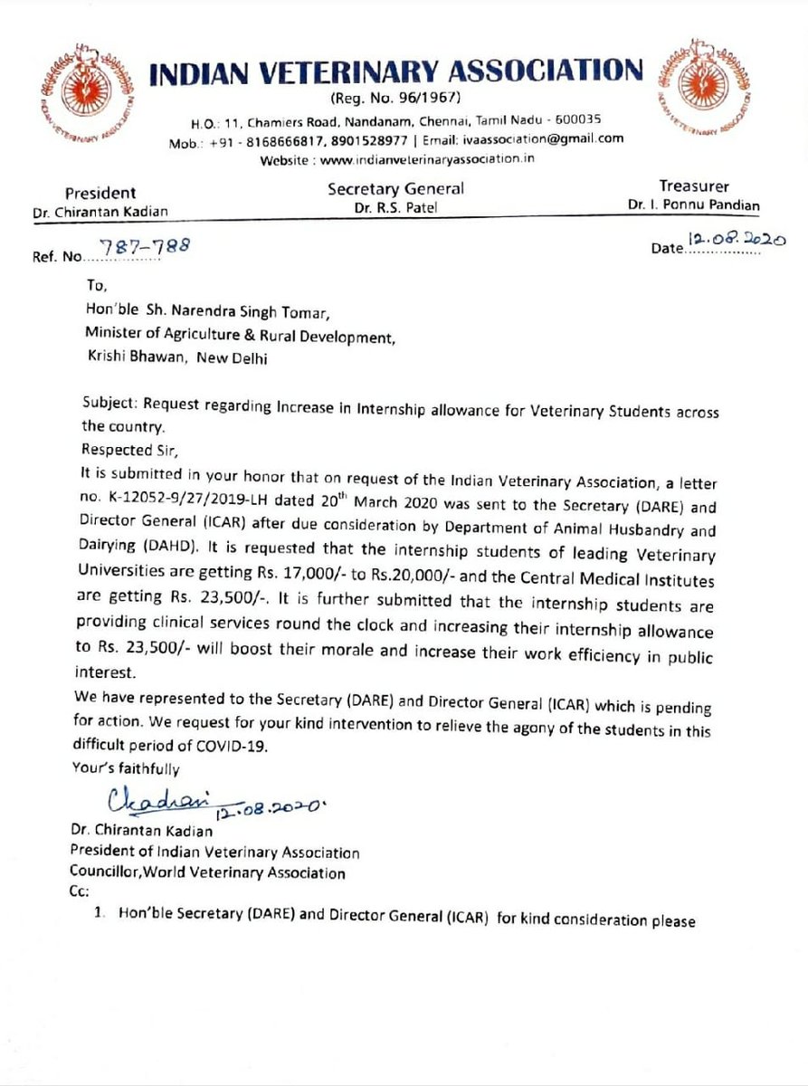 Increase Internship Allowance of VETERINARY STUDENTS across the country.
ICAR and VCI should fix a standard internship allowance ,across the country for the new MSVE 2016.
#IncreaselnternshipAllowance #NEWVCI2016 @Dept_of_ADH <a href="/Min_of/">fmin</a> FAHD <a href="/HRDMinistry/">The Students Circle ➐</a> <a href="/icarindia/">Indian Council of Agricultural Research.</a> <a href="/girirajsinghbjp/">Giriraj Singh</a>