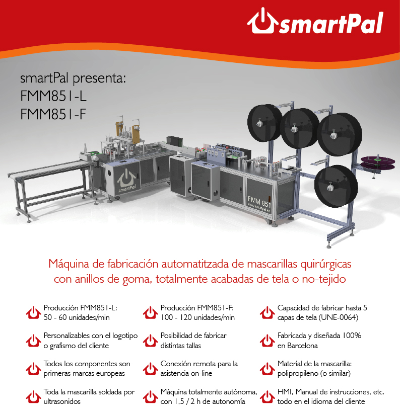info_smartpal's tweet photo. Presentando nuestra máquina de fabricación de mascarillas serie FMM851, capaz de fabricar mascarillas de un solo uso y reutilizables. Pide información!

Presentig our mask manufacturing machine, serial FMM851, able to produce both reusable and disposable masks. Ask for info! https://t.co/0wcyjeES3K