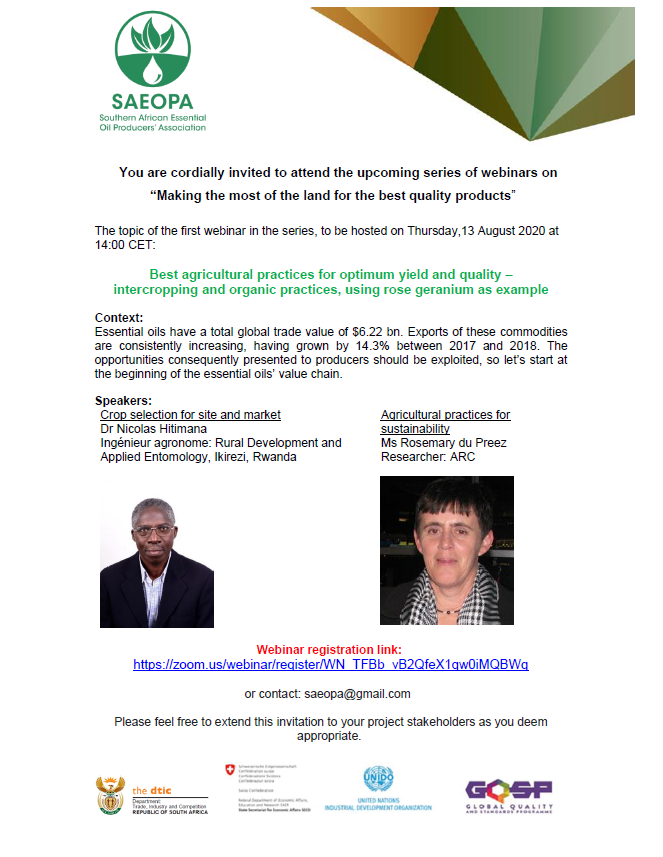 GqspSouthAfrica's tweet photo. Join us tomorrow from 🕑14:00 - 15:30 CET for a #webinar 💻led by #SAEOPA on best agricultural 🌱practices for optimum yield and #quality. Register here 👉https://t.co/cKumzvbYdJ https://t.co/87H4xk8mAH