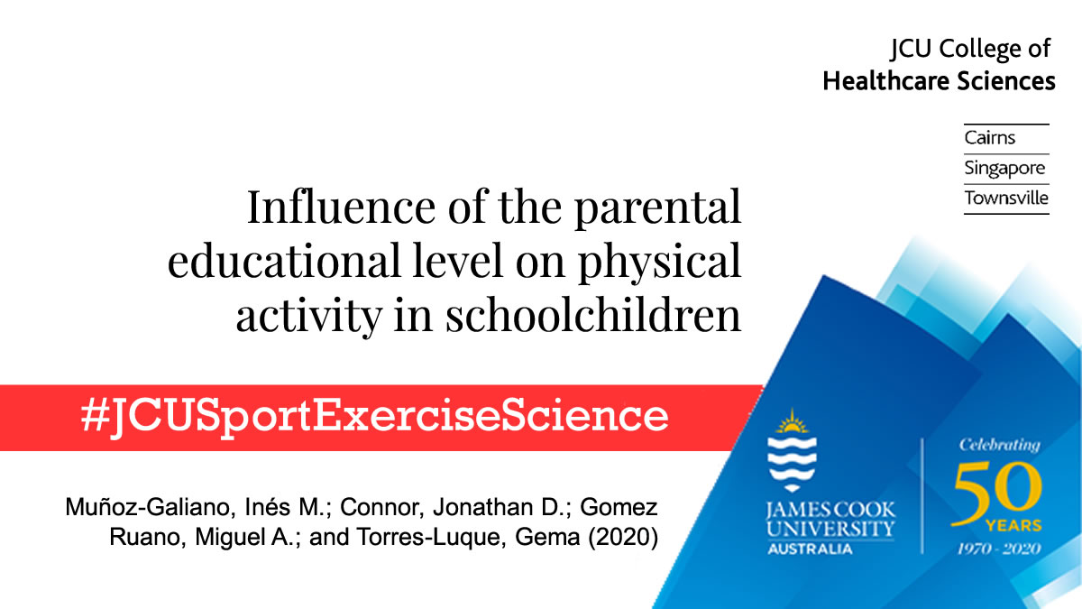 JCUCHS's tweet photo. Recent #JCUSportExerciseScience publication: Influence of the parental educational level on physical activity in schoolchildren. https://t.co/P9VGmEQEtu https://t.co/TL2Tz86Rsx