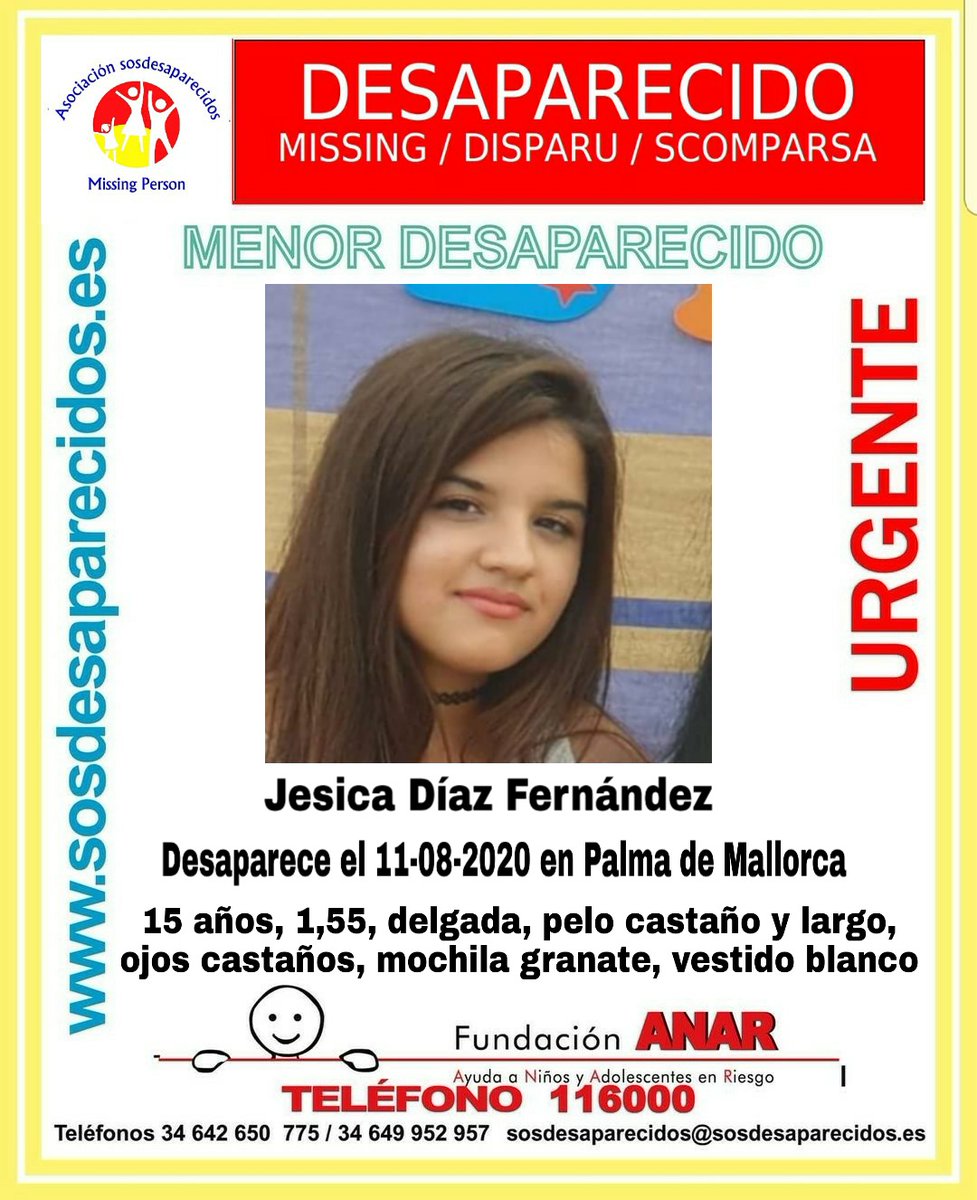 ⚠URGENTE‼

Jesica tiene 15 años y lleva 24 horas desaparecida.

Por favor, si la has visto, llámanos📞: 091, 062, 112.

Tu RT no cuesta nada y puede ayudar a encontrarla🙏