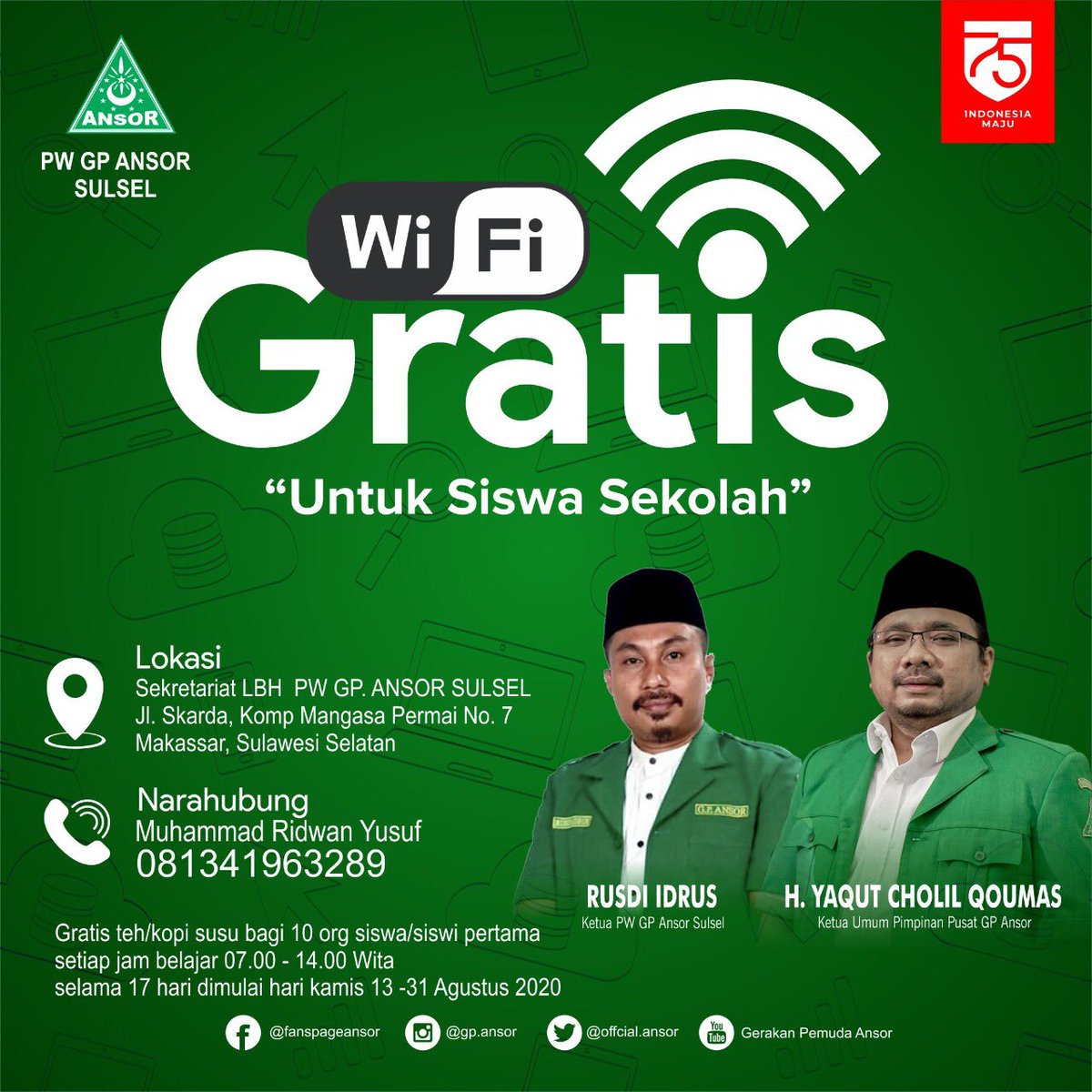 kami menyediakan teh dan snack selama adik2 belajar dan memastikan adik-adik kami mengakses wifi utk belajar.
#AnsorPeduliPendidikan