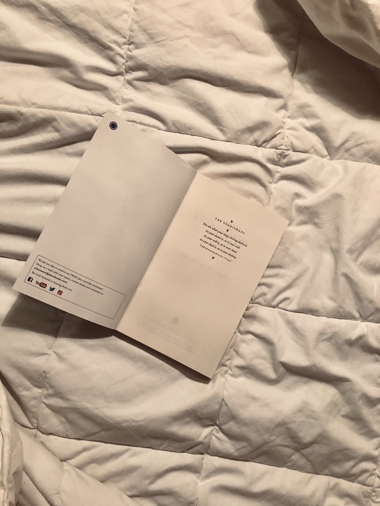 Thinking of posting my favourite pieces from  #TheUpanishads as I read it. This could be a long thread. You are what your deep, driving desire is. As your desire is, so is your will. As your will is, so is your deed. As your deed is, so is your destiny. 1/n