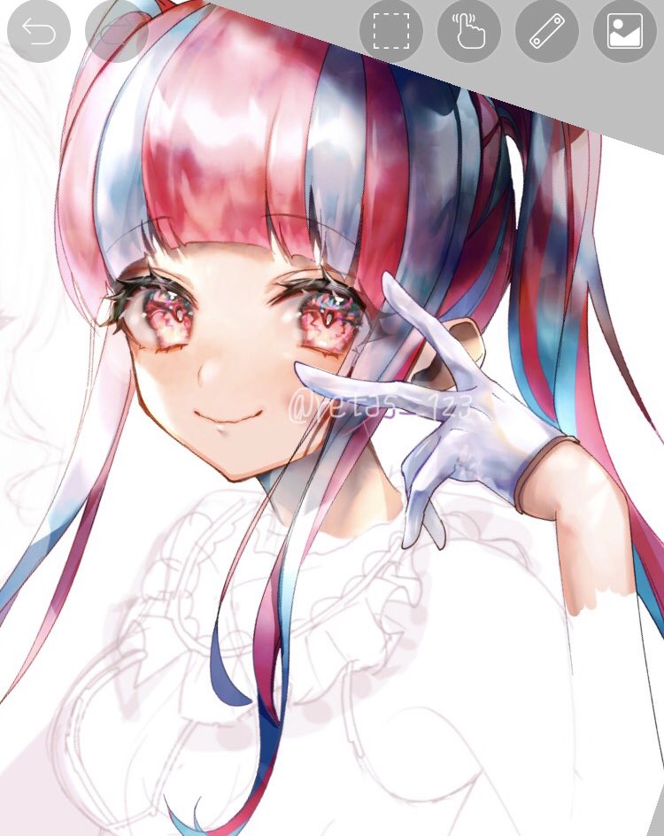 1girl solo gloves smile twintails looking at viewer white gloves  illustration images