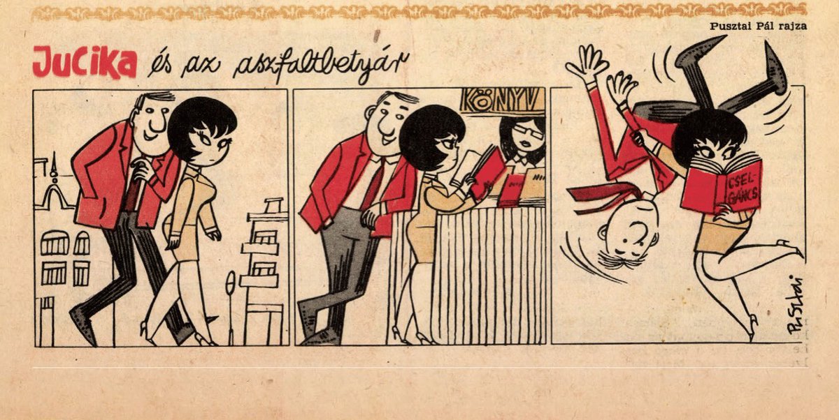 JucikaInOrder's tweet photo. 366. Jucika And The Asphalt Outlaw. 
Published on Ludas Matyi on the week of September 14th-20th, 1964.
könyv=book
cselgáncs=judo
#jucika #jucikainorder #jucikachronological
#LudasMatyi #September #September1964 #Pusztai #PusztaiPál #PálPusztai https://t.co/paxViUgBQj